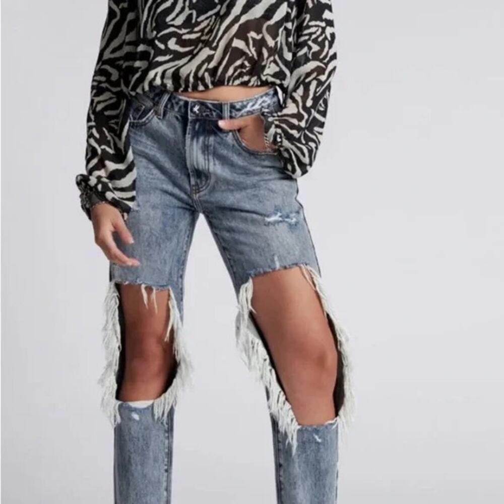 One Teaspoon NWT Awesome Baggies High Waist Denim Jean Blue Blossom Sz31 RET$170 - Picture 2 of 8